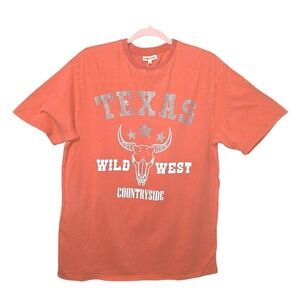 LARGE Main Strip Texas Wild West Rhinestone Tee Burnt Orange Western Game Day